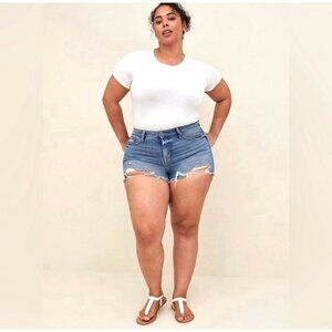 NEW! Torrid Distressed Denim Jean Shorts High Rise Blue SZ 12